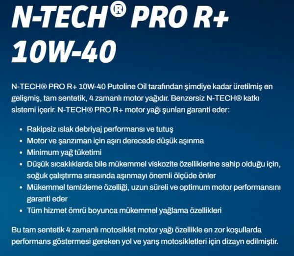 1 L bottle Putoline N-Tech® Pro R+ 10W-40 - Görsel 2