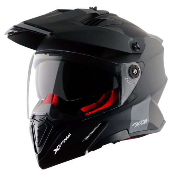 AXOR X-Cross Çift Vizörlü Kask Mat Siyah Kırmızı Small
