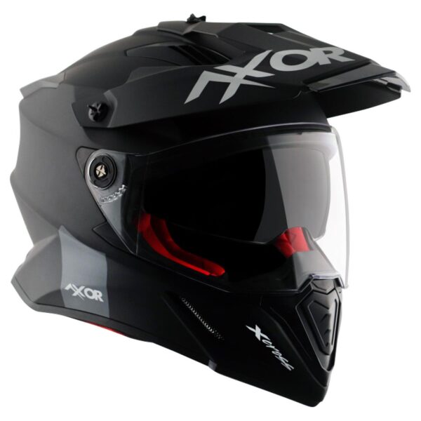 AXOR X-Cross Çift Vizörlü Kask Mat Siyah Kırmızı XL - Görsel 3