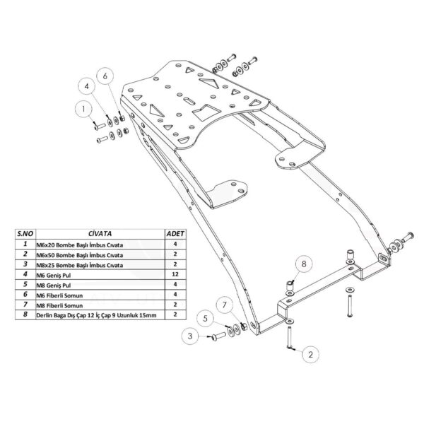 Bajaj Pulsar NS200 Topcase Arka Çanta Demiri - Görsel 2
