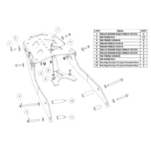 CF Moto CL-X 250 Topcase Çanta Demiri - Görsel 2
