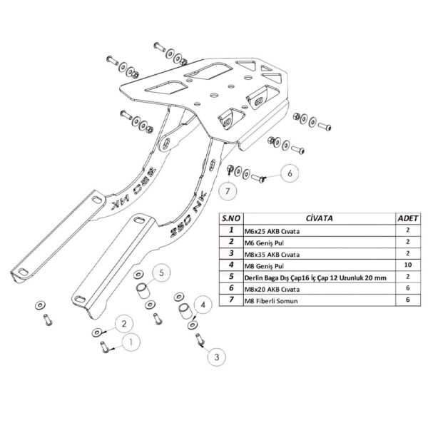 CF Moto NK250 (2023-2024) Topcase Çanta Demiri - Görsel 3