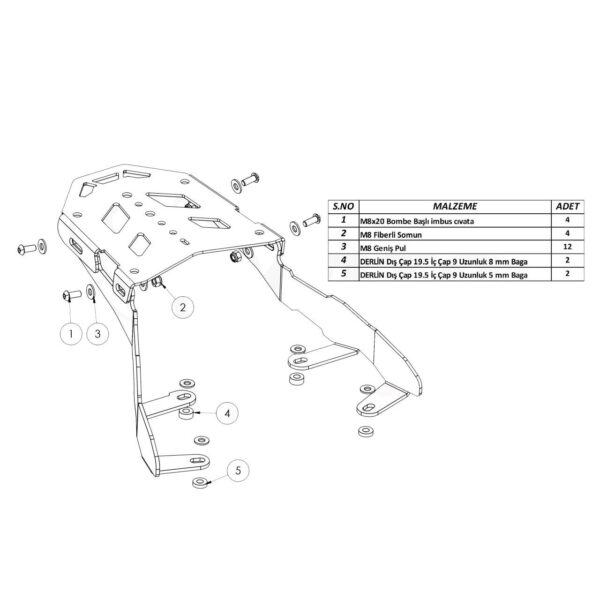 Honda Activa 125 Topcase Arka Çanta Demiri 2023 - Görsel 2