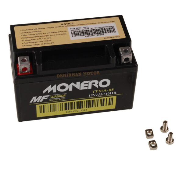Monero 12v 7ah Motosiklet Aküsü  Scooter Uyumlu