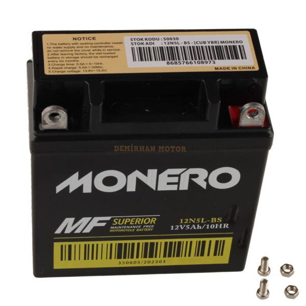 Monero Akü 12n 5 Lbs Honda Actıva Mondıal Asya Kanuni Cub 100 110 Ybr