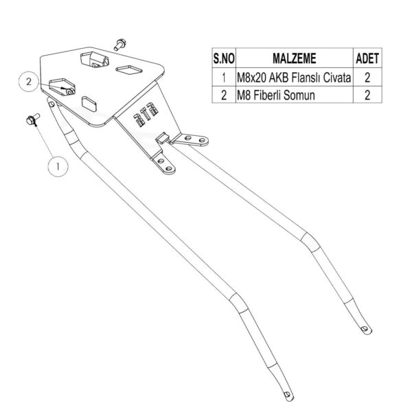 TVS Apache RTR 200 Topcase Arka Çanta Demiri - Görsel 2